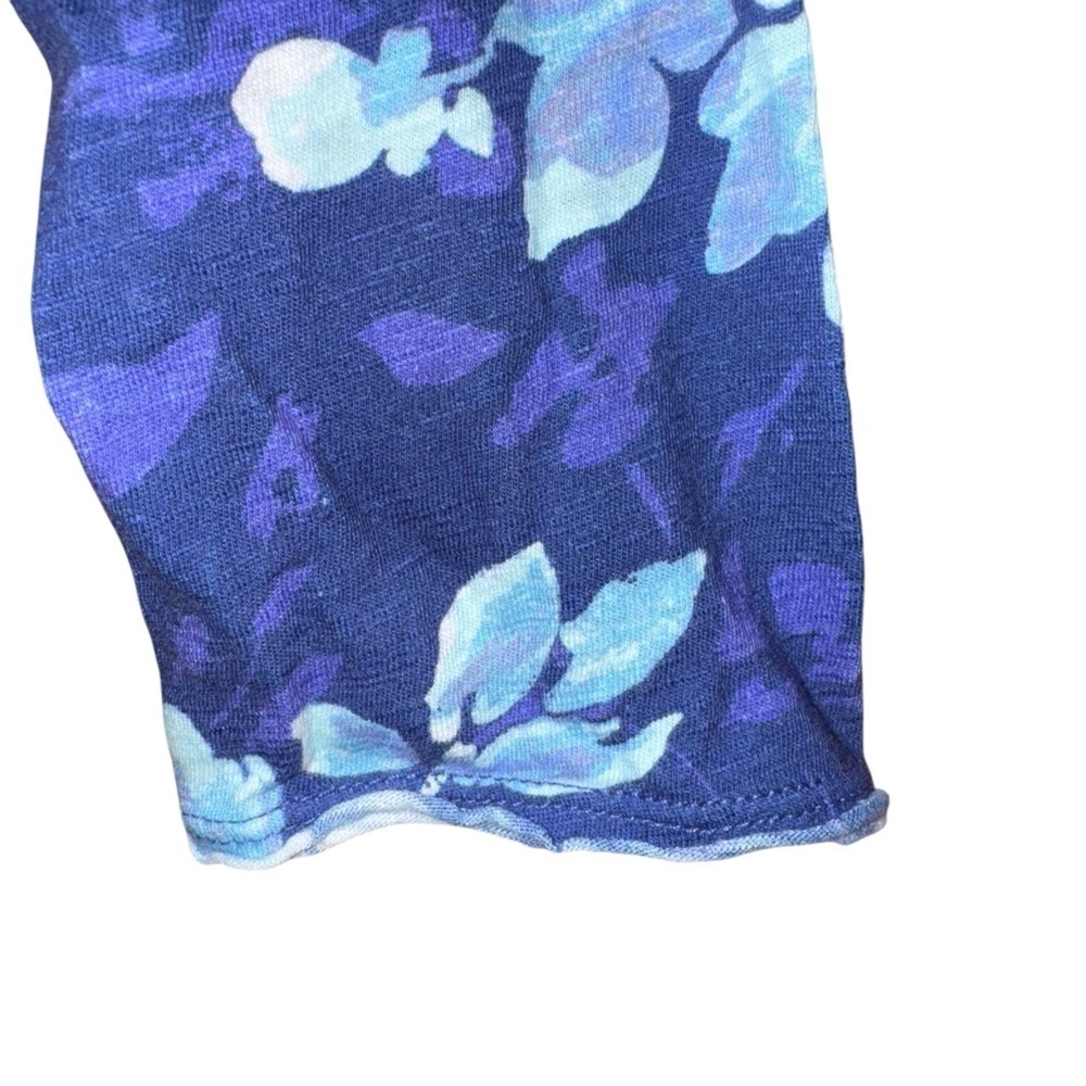 SUNDANCE Rosey Delights Henley Metallic Buttons Floral Top Blue Size Medium - Picture 7 of 15